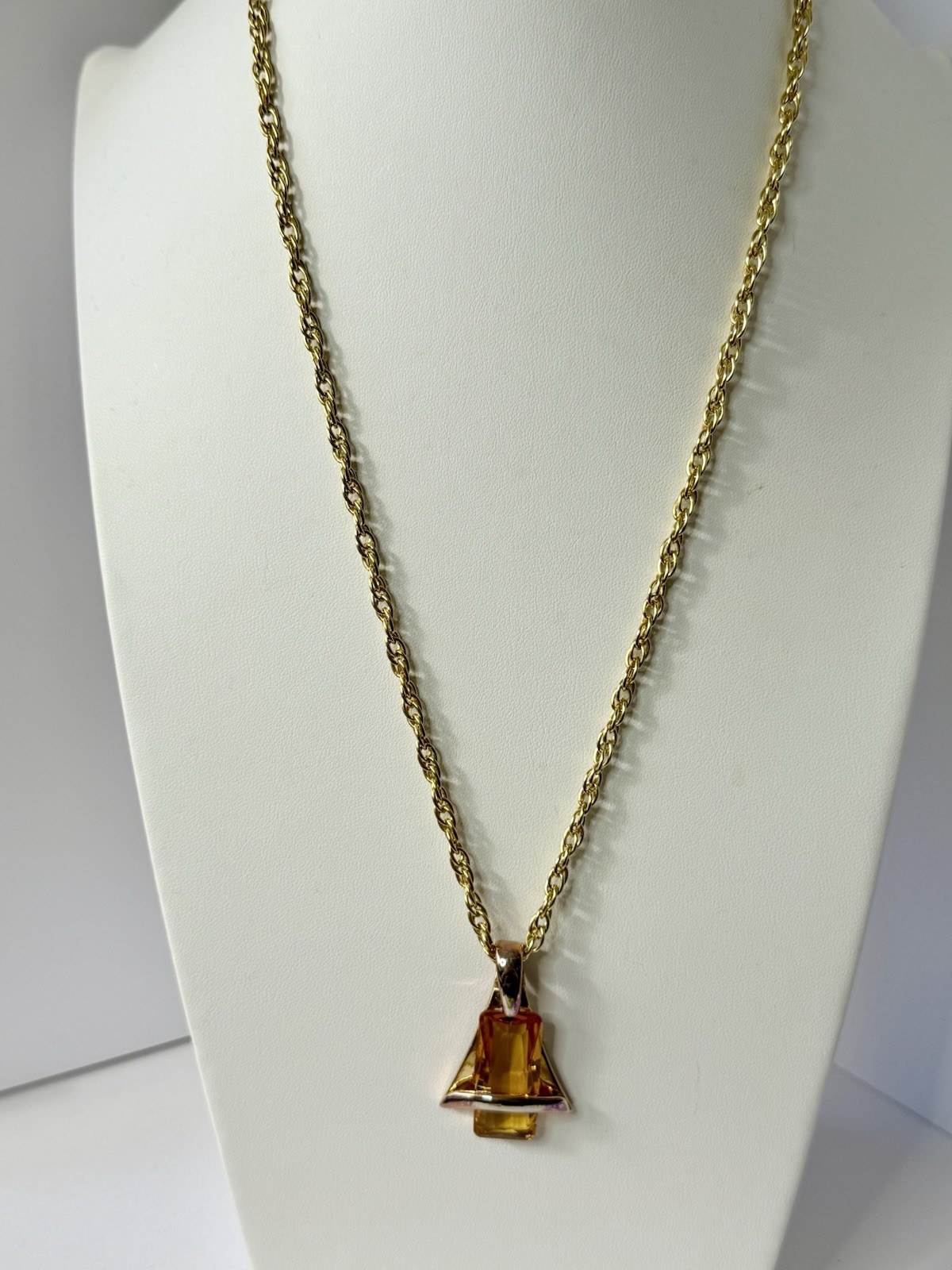 Vintage Sara Coventry Faux Citrine Large Pendent Necklace 25’