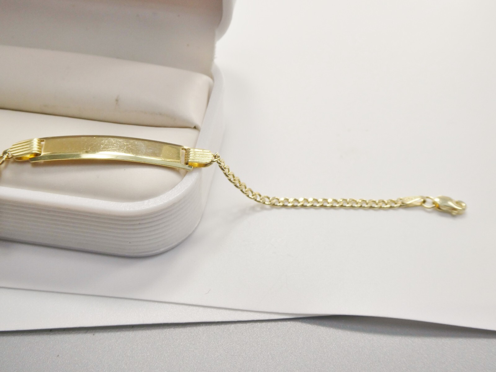 REAL 10K SOLID YELLOW GOLD 6 INCH CURB STYLE BABY BRACELET