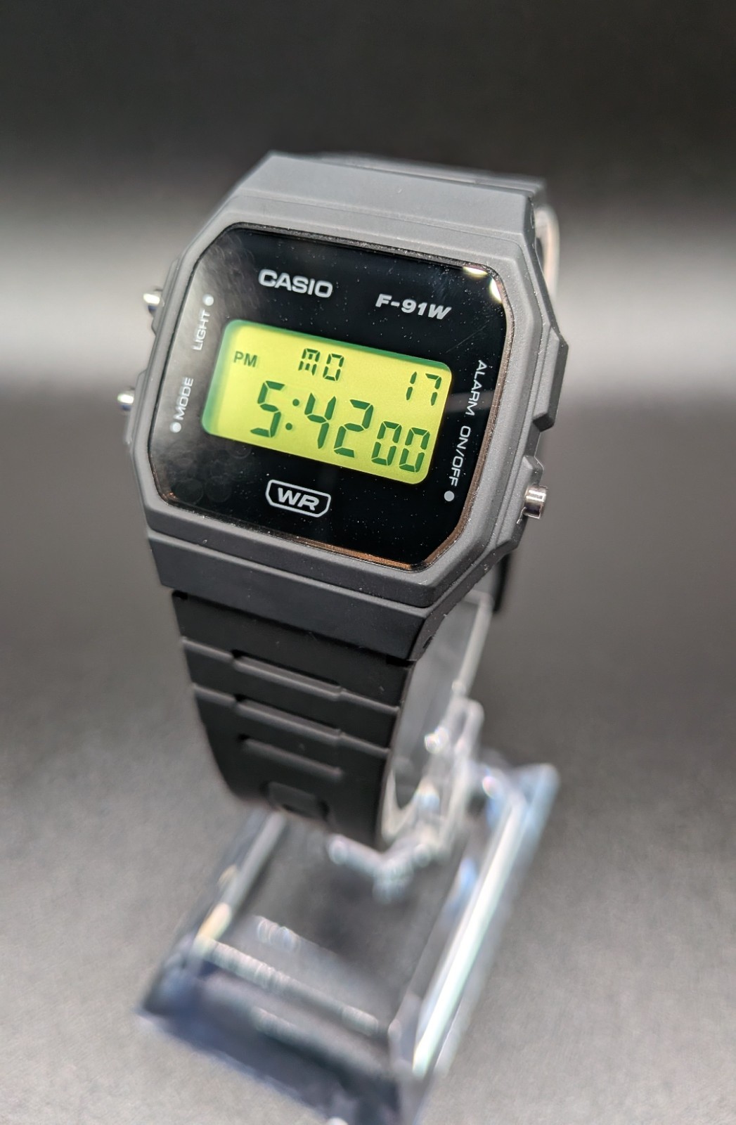 Casio F-91W Stealth Fluorescent Green Custom Watch Digital Cyberpunk Tactical