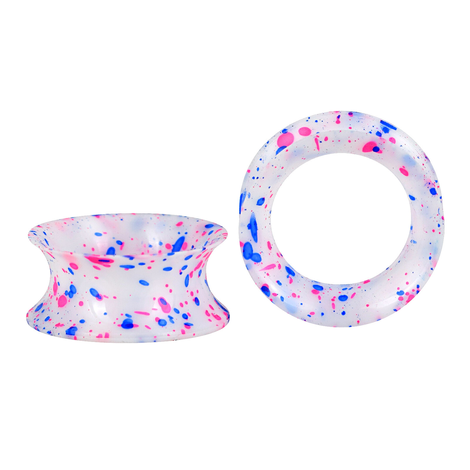 2PCS Flexible Silicone Double Flare Tunnels Ear Gauge Plugs Expander with Spot