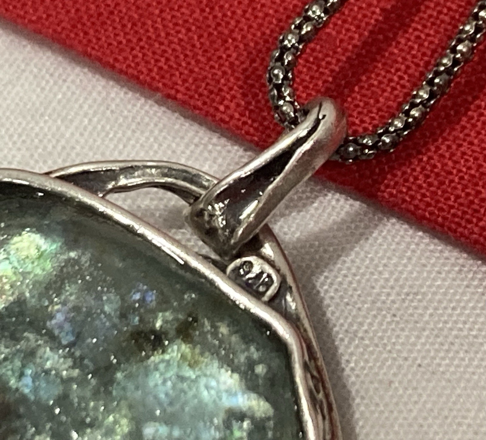 NEW OR PAZ PZ ISRAEL Sterling Silver 925 ROMAN GLASS Pendant Necklace W/BOX COA