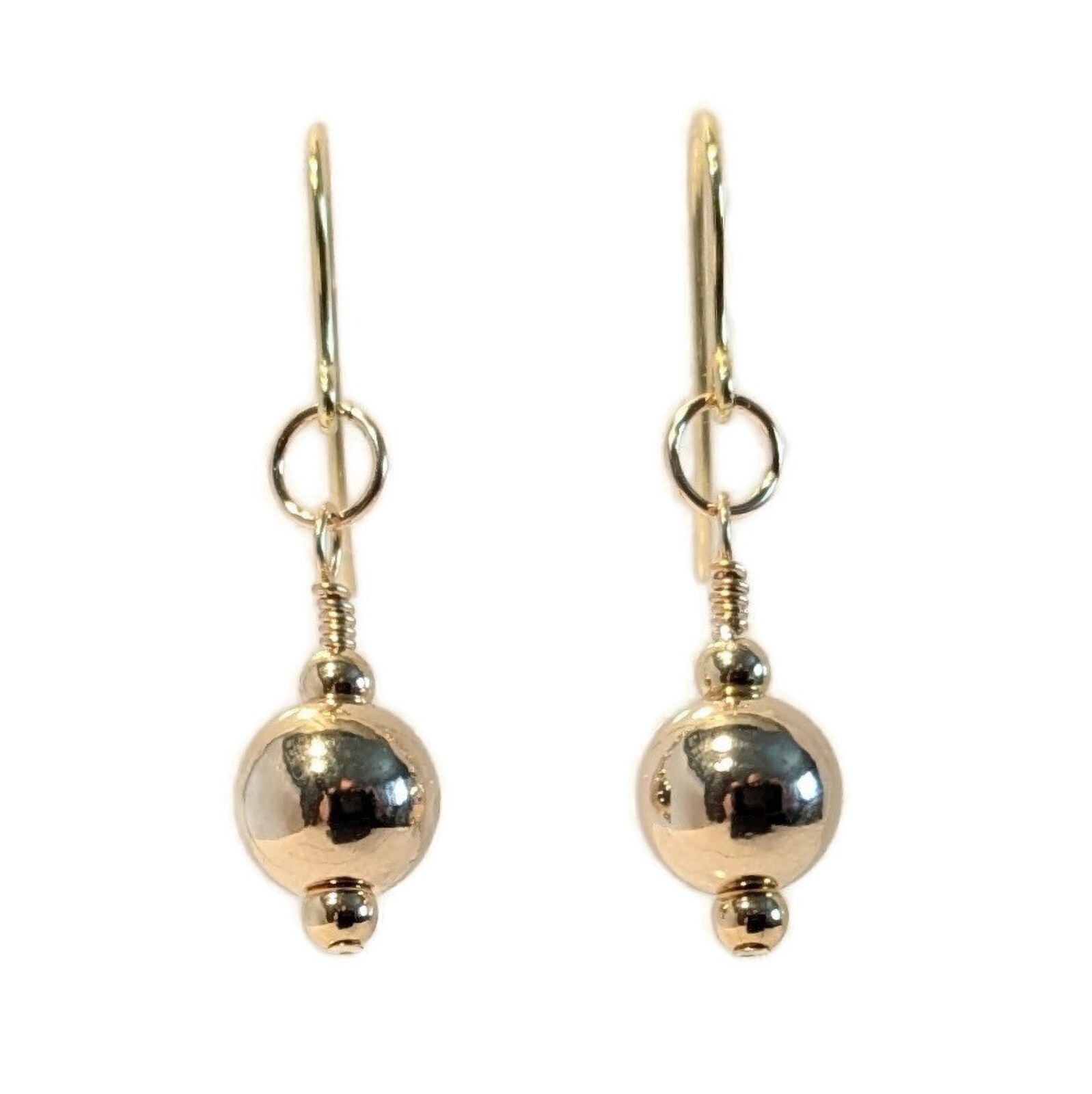 9ct Gold Drop Earrings, Hallmarked 375, 8mm 9ct Gold Ball Beads, Gift Boxed