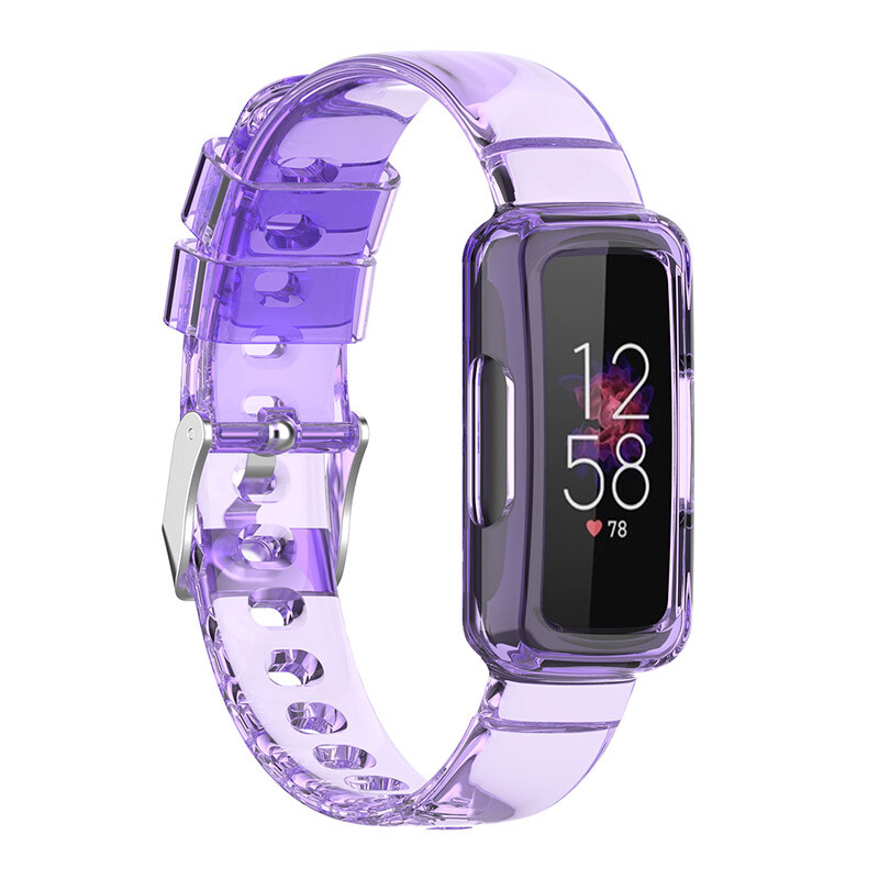 For Fitbit Inspire 3 Watch Band TPU Clear Sports Band Strap Bumper Case Protect