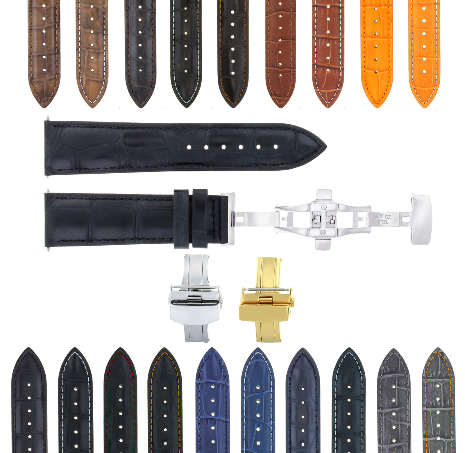 17-18-19-20-21-22-23-24MM GENUINE LEATHER WATCH STRAP BAND FOR SEIKO + CLASP