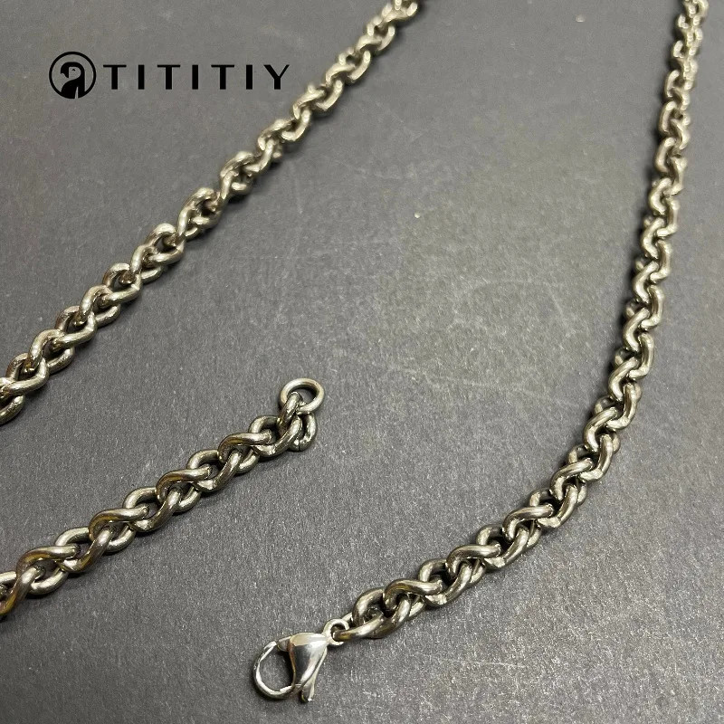 5mm TA1 Pure Titanium Necklace Ultra-Lightweight Hypoallergenic Polished Chain