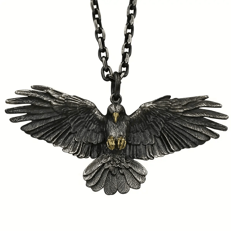 Vintage Silvery Eagle Pendant Necklace Fashionable Hip-Hop Men’s Accessory Gift