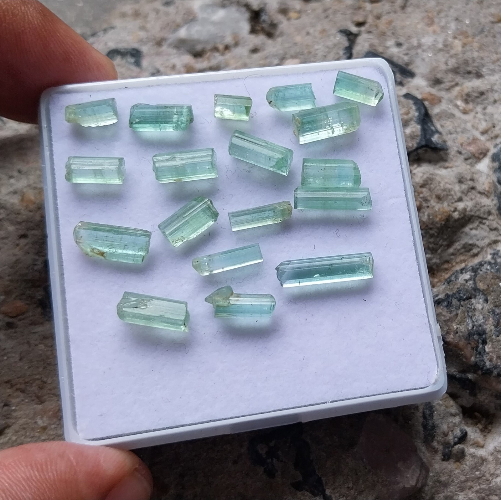 16Ct 7 to 13 MM Natural Light Green Color Tourmaline Rough Pencil 17 Piece Lot