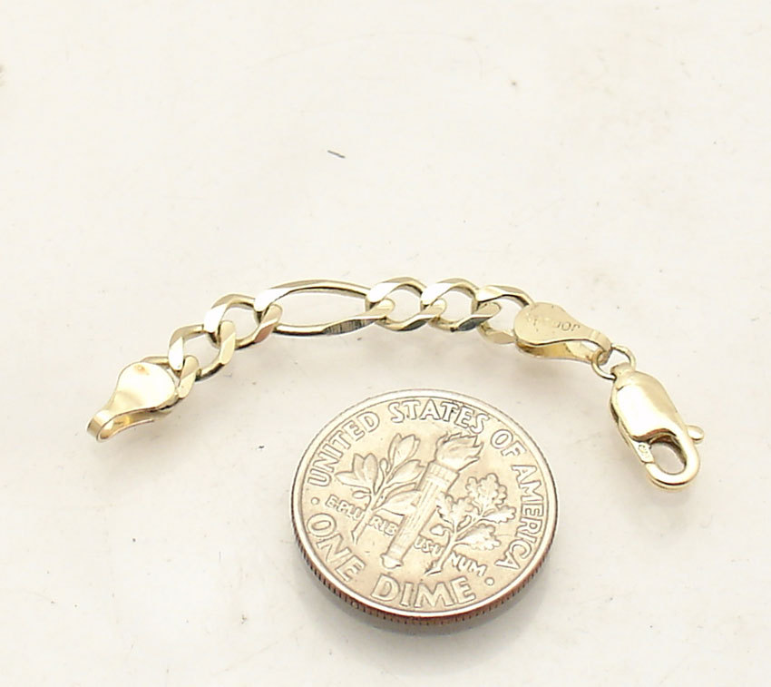 4.5mm Solid Royal Figaro Chain Necklace Bracelet Extender Real 10K Yellow Gold