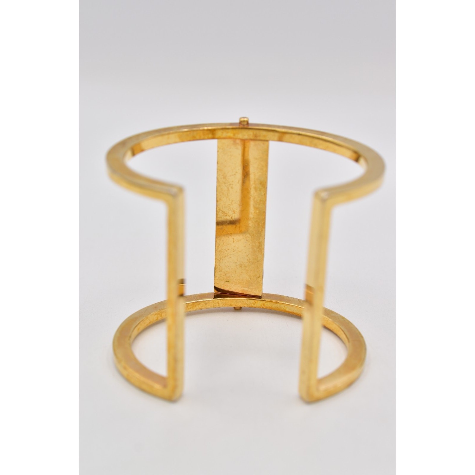 Nest Jewelry Vintage Cuff Bangle Bracelet Gold Druzy Heavy Chunky Signed Bin2