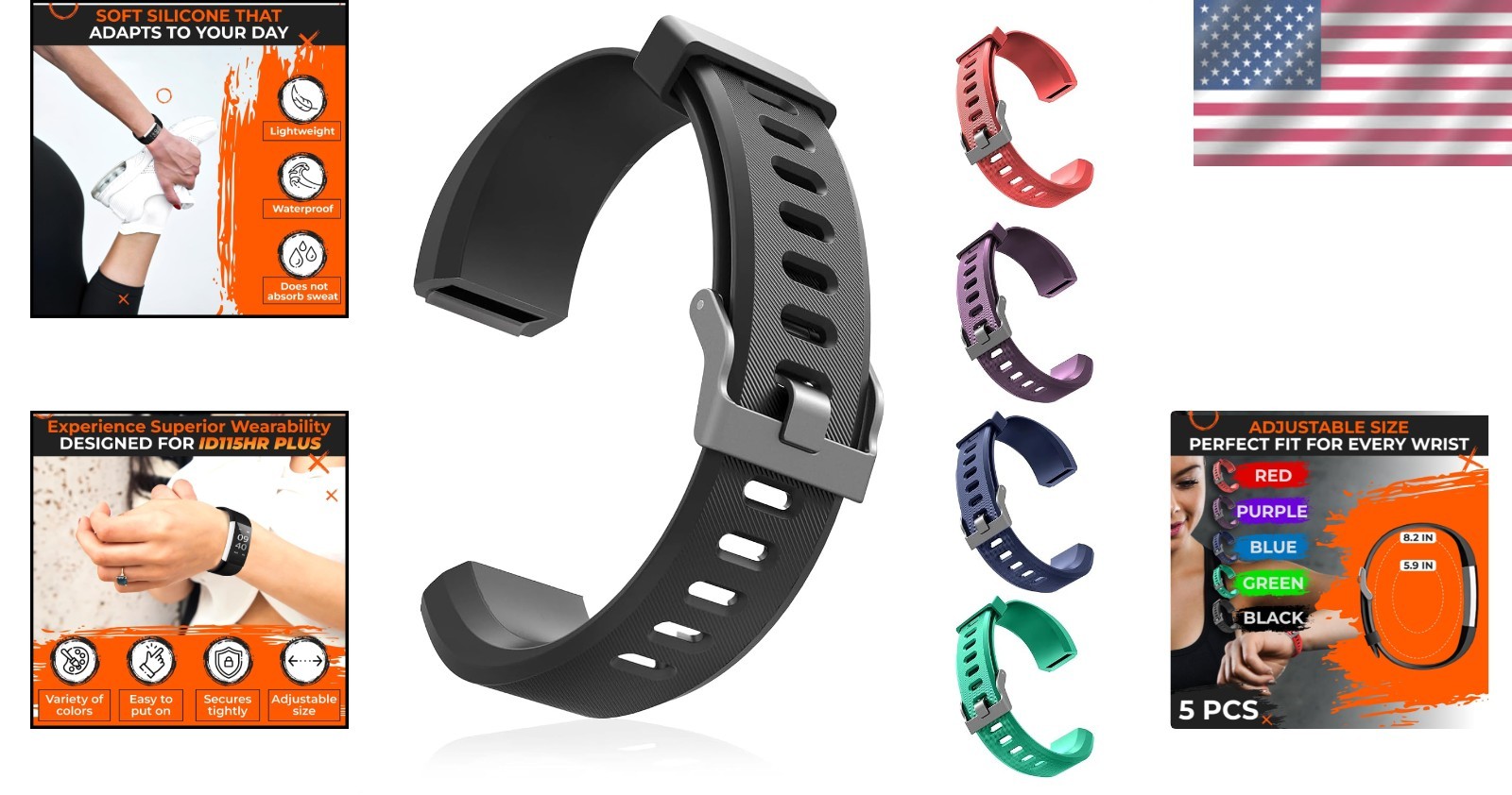 2-Pack Soft Silicone Smart Watch Bands for ID115Plus HR – Stylish & Waterproof