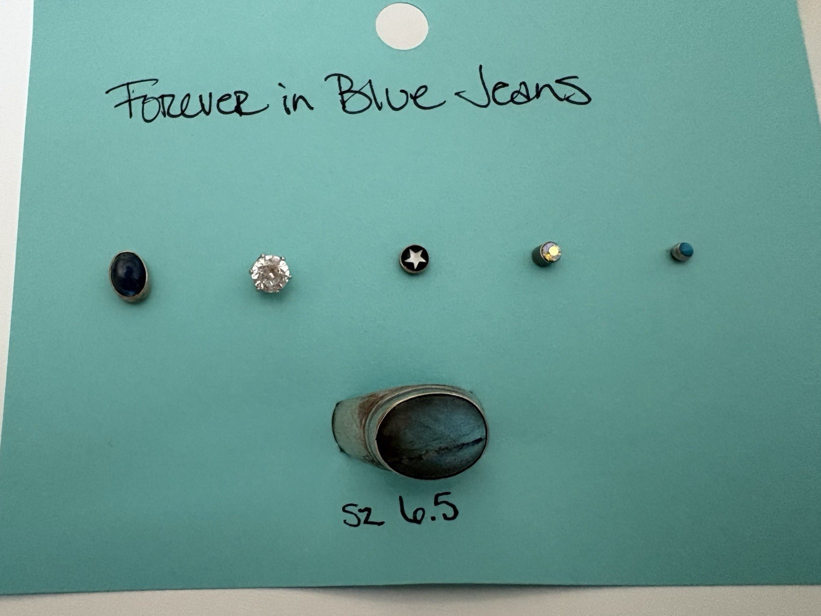 5 Multicolor Stud Earrings and Labradorite Ring – fashion jewelry