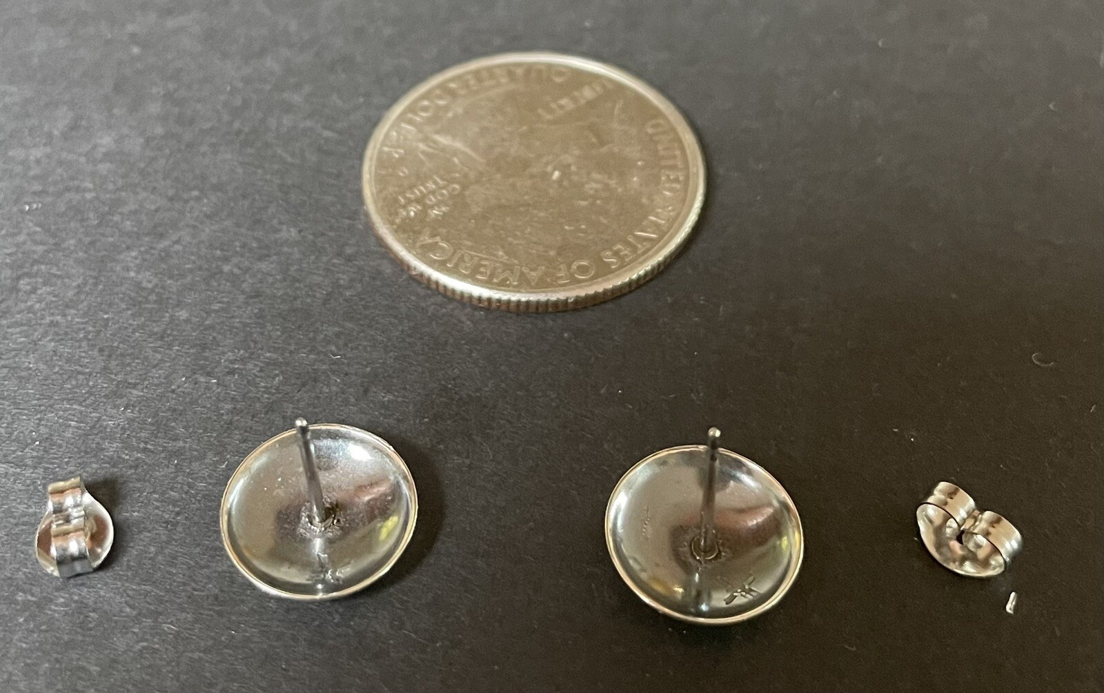 Navajo Sterling Silver Concho Stamped Post Earrings