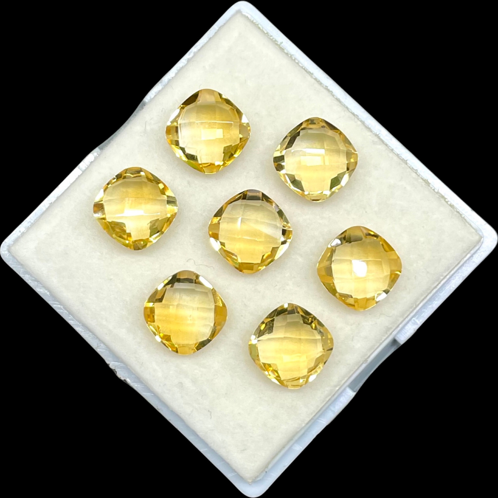VVS 7 Pcs Natural Citrine 10mm Cushion Checker Cut Loose Gemstones Lot