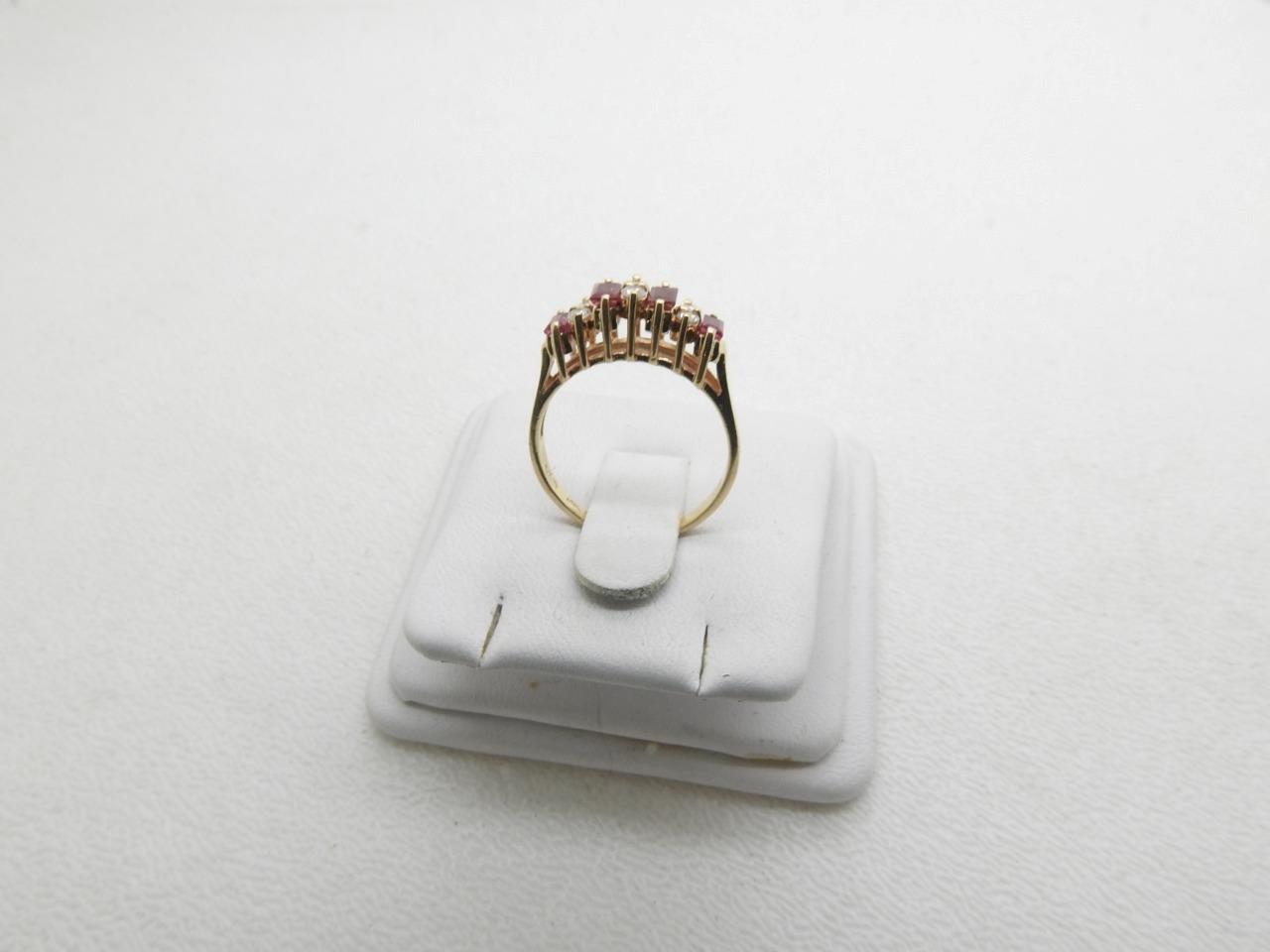 14K Yellow Gold Red Ruby & Diamond Band Ring 0.78 Carats 3.3 Grams Size 6.5