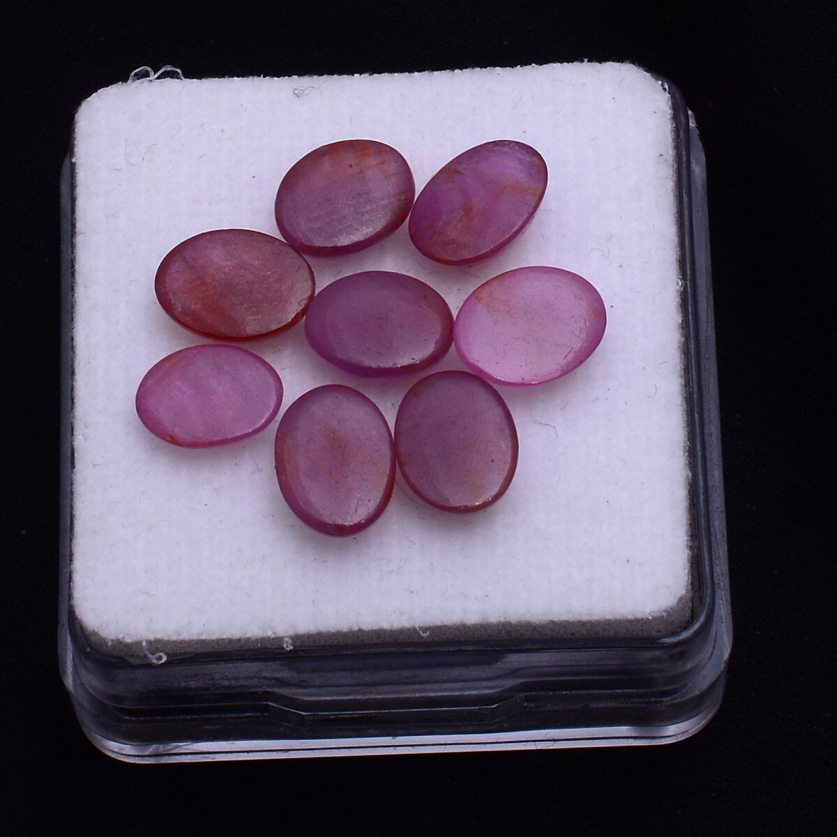 8 Pcs Natural Ruby 7.71mm-8.76mm Oval Cabochon Untreated Dazzling Red Gemstones