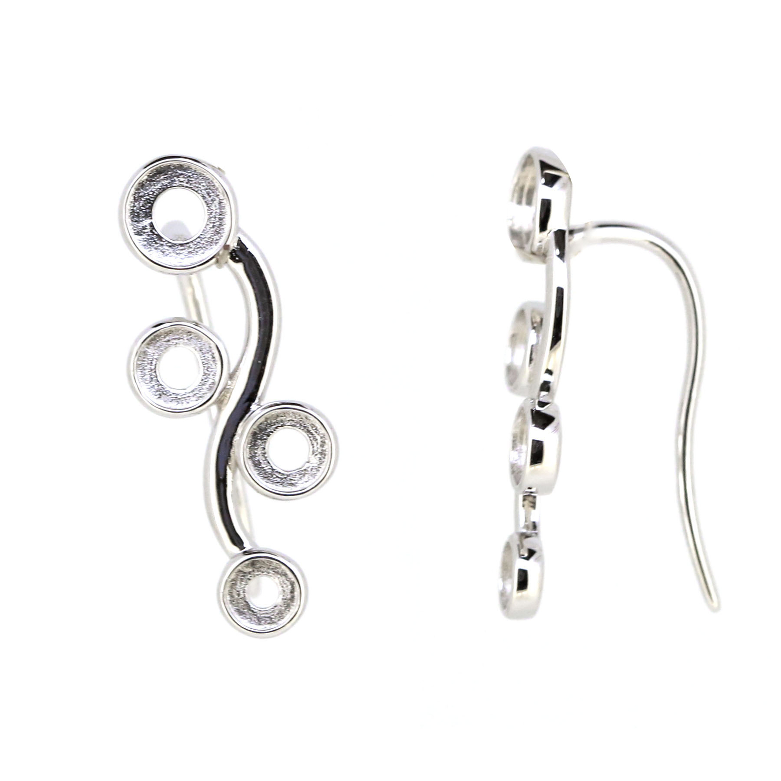 Sterling Silver Semi Mount Earrings Setting Cab RD 5×5 4×4 3.5×3.5mm Hook