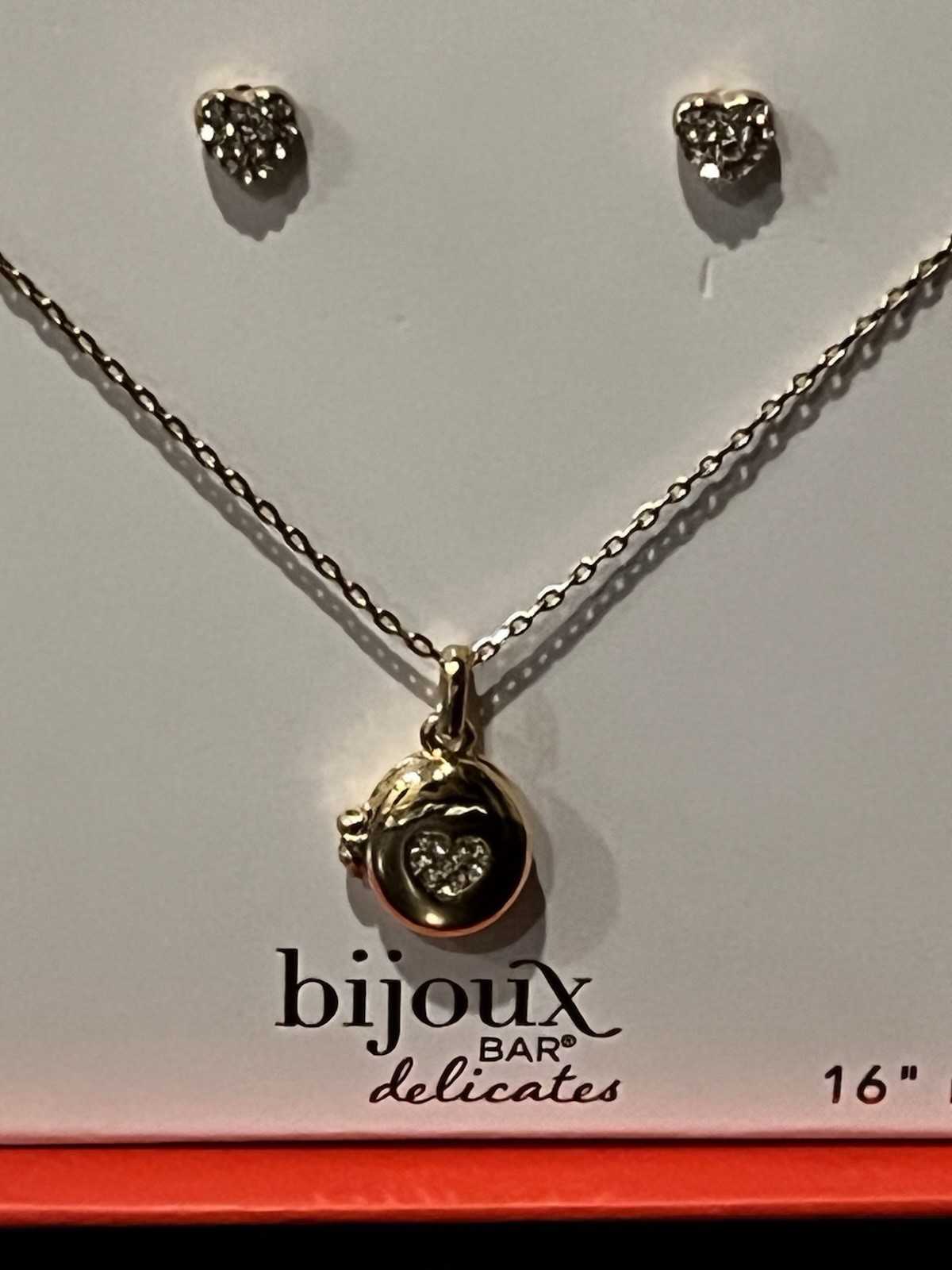 Bijoux Bar Delicates Necklace Locket & Earring Set New