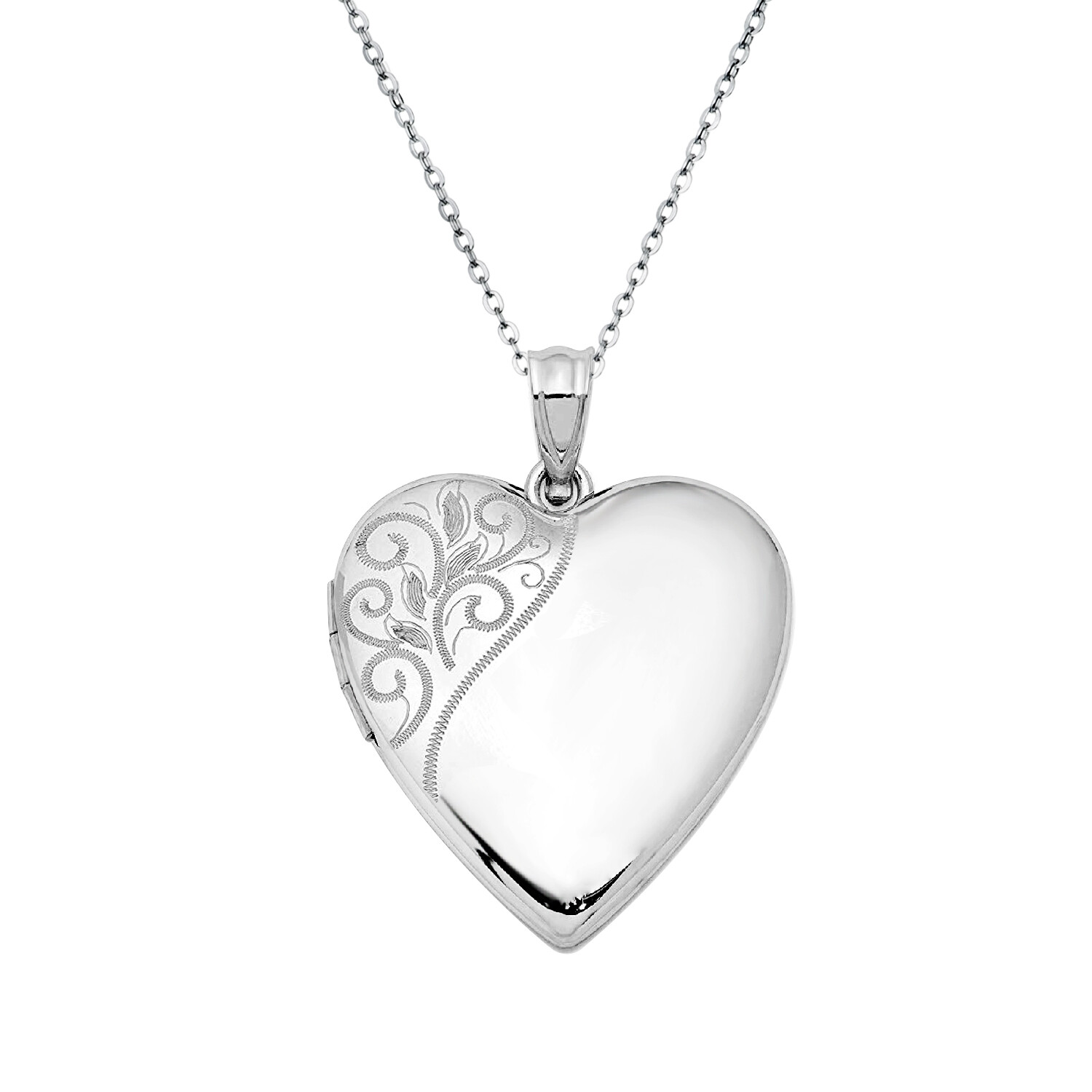 Sterling Silver Swirl Flower Locket Heart Pendant Necklace Custom Personalized