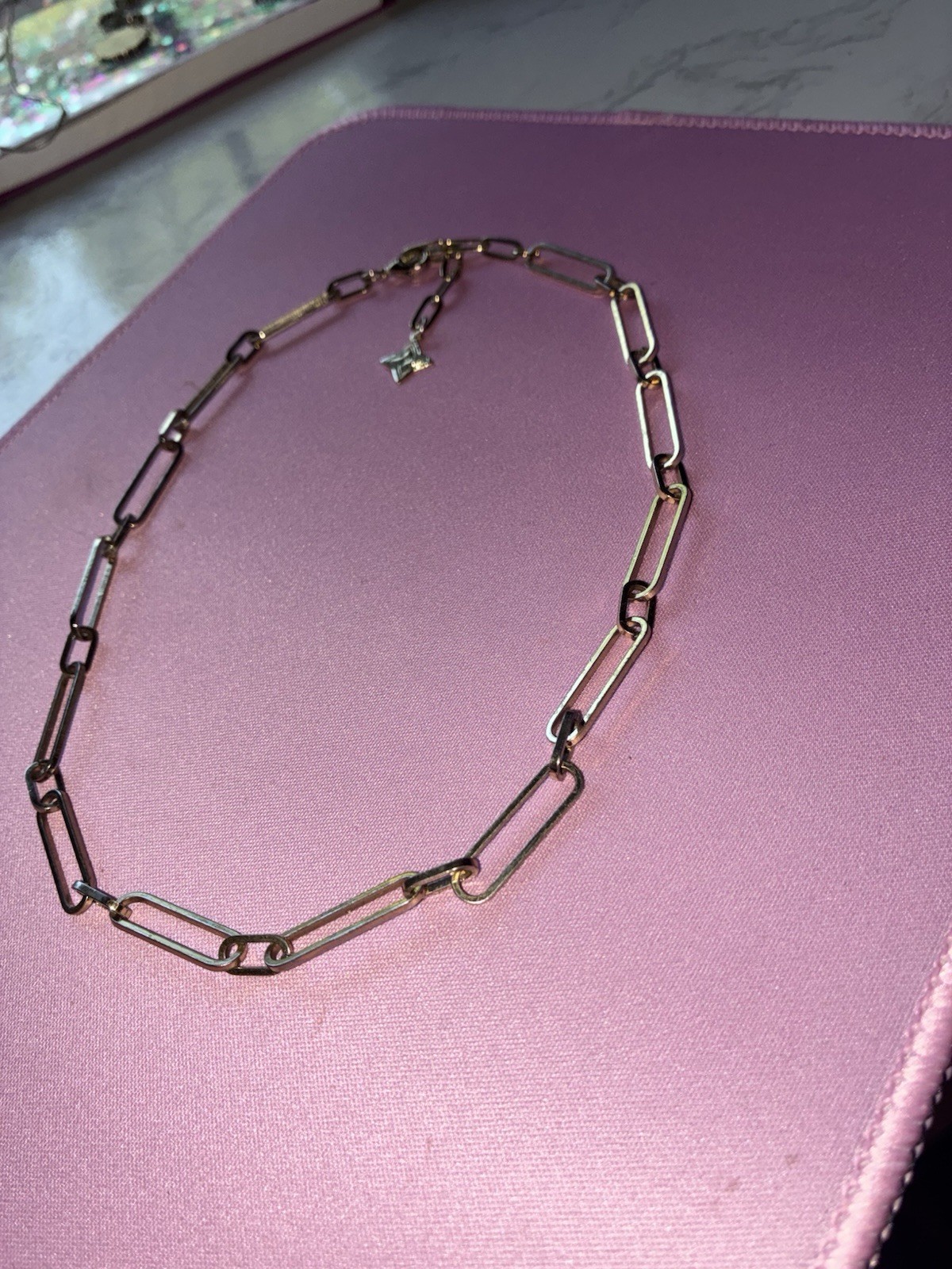 Silver-Tone Paperclip Chain Necklace Star Charm Adjustable Lobster Closure