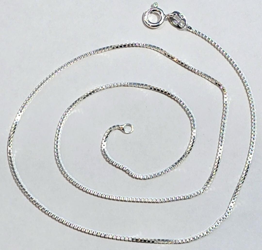 Box Chain 24 inch Long 925 Sterling Silver 1mm Thick made in Italy