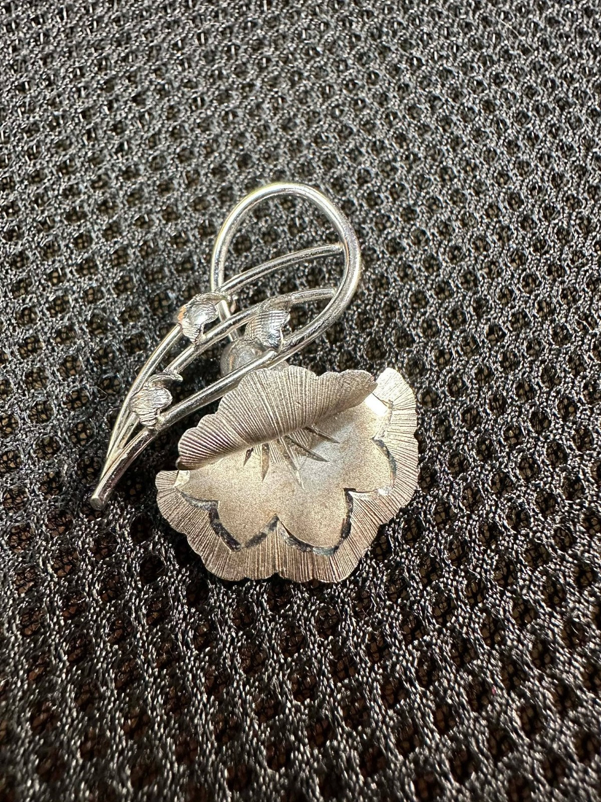 Early/Mid 20th Century Etching. VTG 925 Sterling Silver Brooch. Signed. Tested