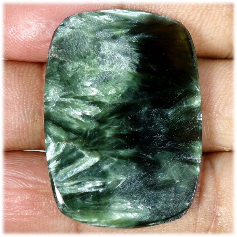44.85 Cts Natural Cushion Cabochon Green Seraphinite Chakra Healing Pendant Gems