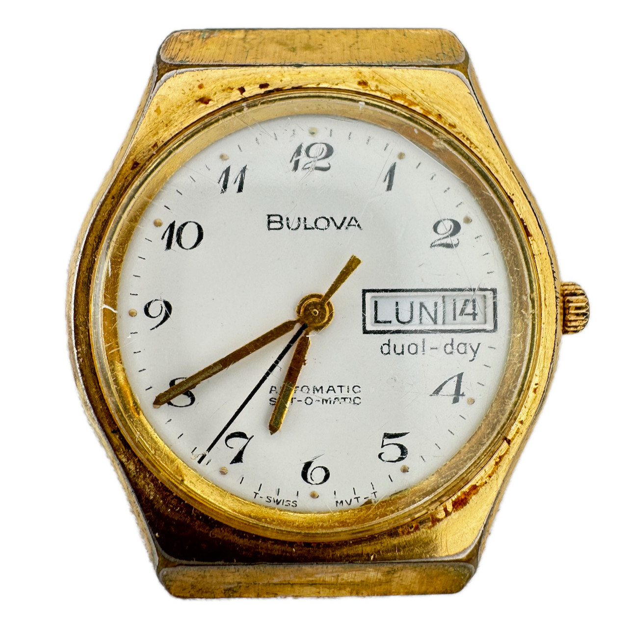 Vintage 34.5mm Bulova Dual-Day 17 Jewel Men’s Automatic Wristwatch ETA 2879