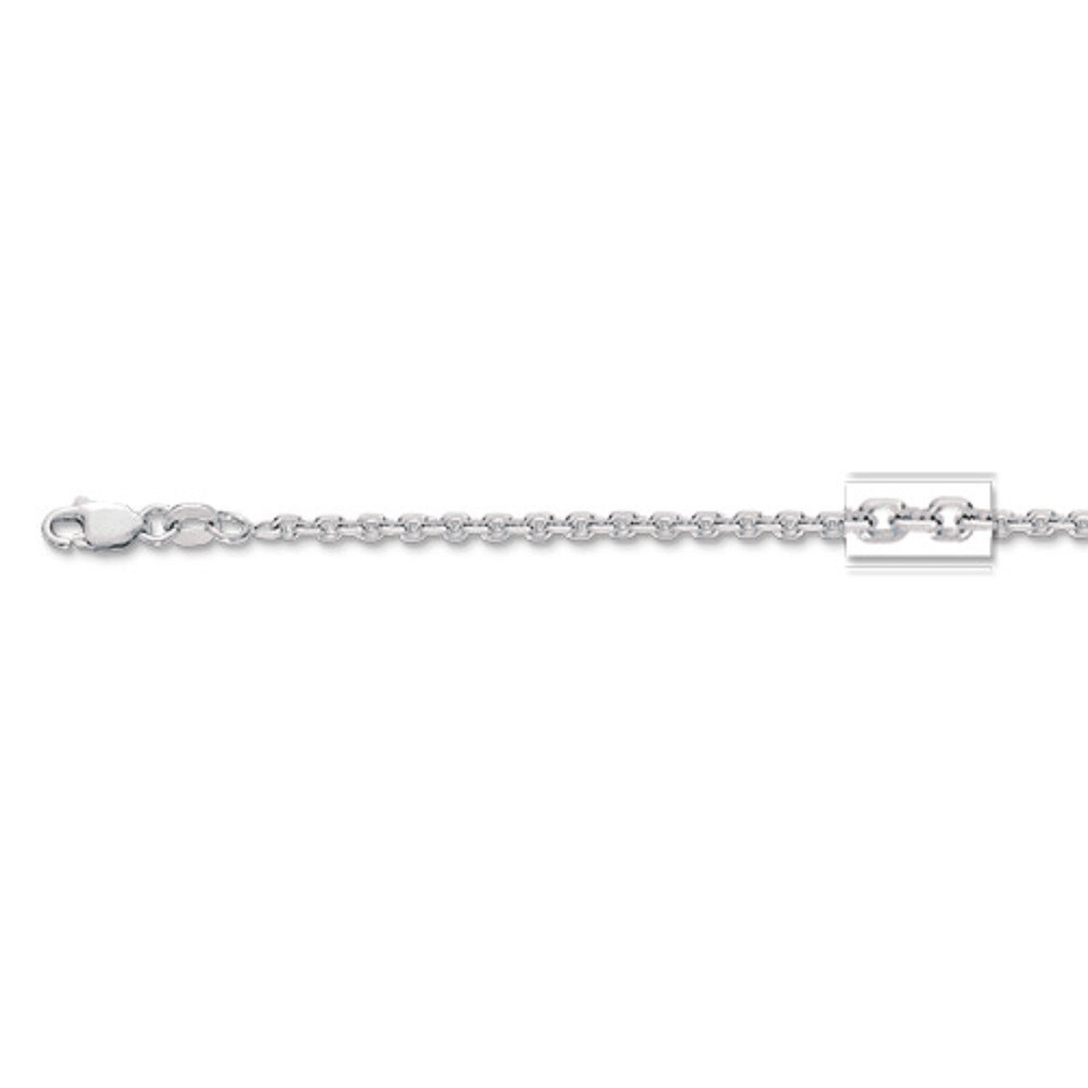 18k White Gold 16″ Solid Cable Link Pendant Chain/Necklace 1.4 mm 2.75 grams