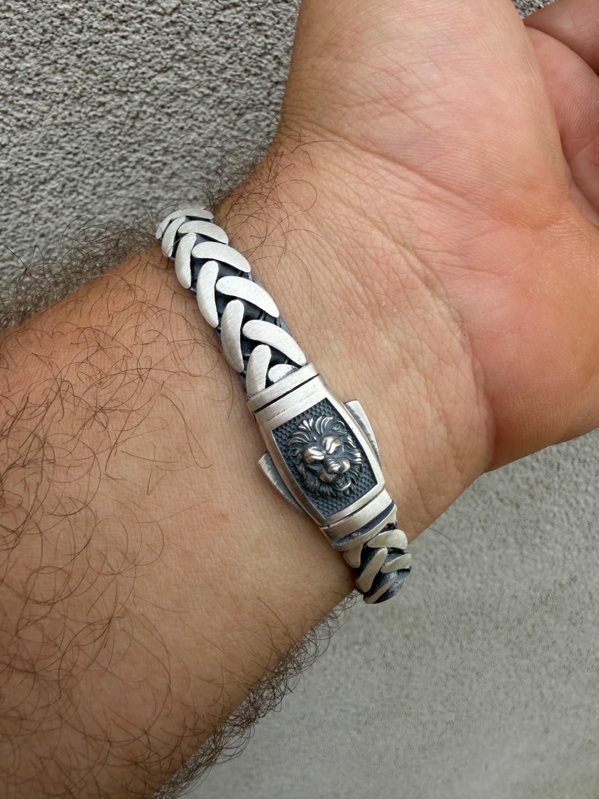 Mens Custom 10mm Wheat Link Bracelet W. Custom Lion Clasp Real 925 Silver