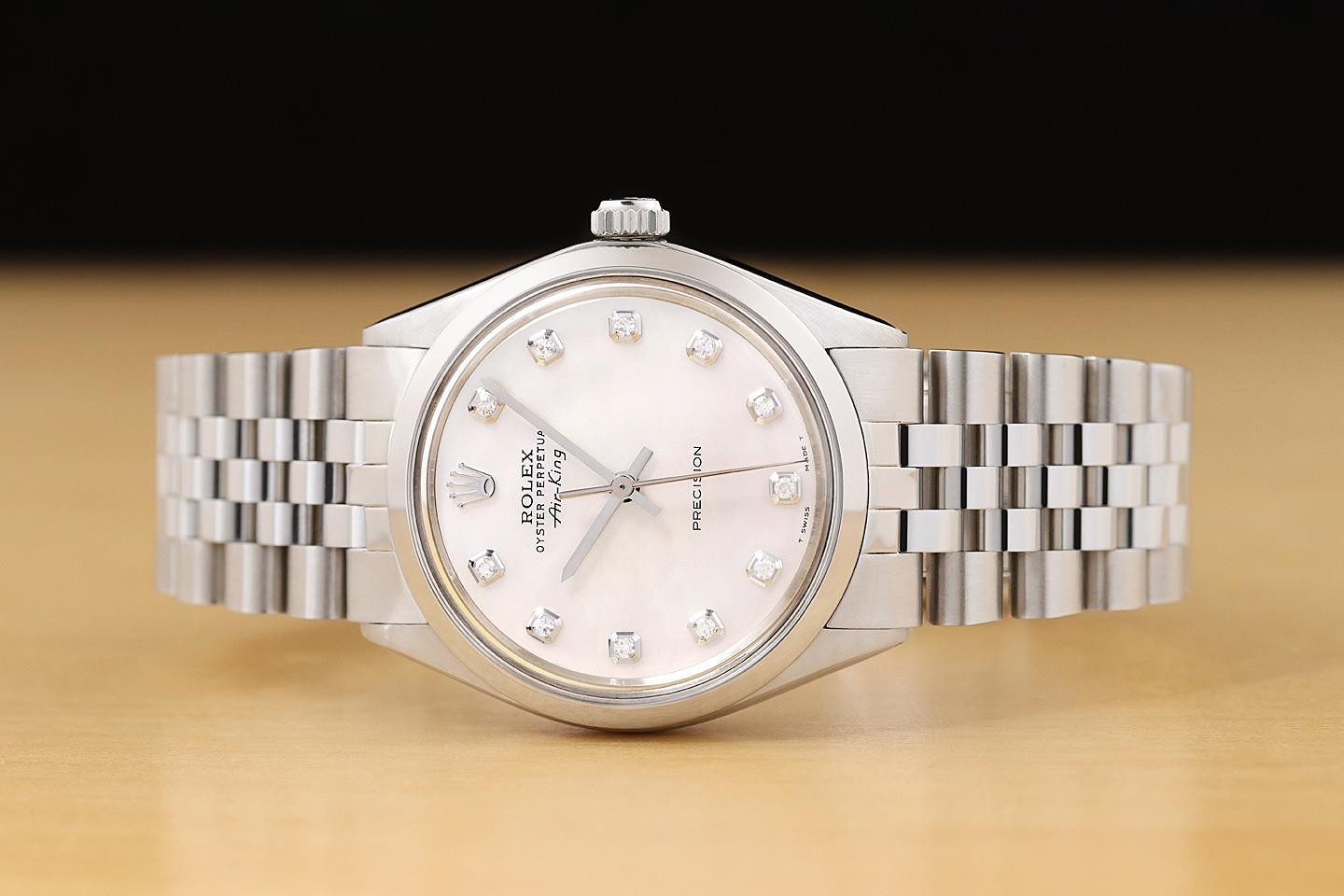 ROLEX OYSTER PERPETUAL AIR-KING 5500 MOTHER OF PEARL DIAL STEEL JUBILEE WATCH