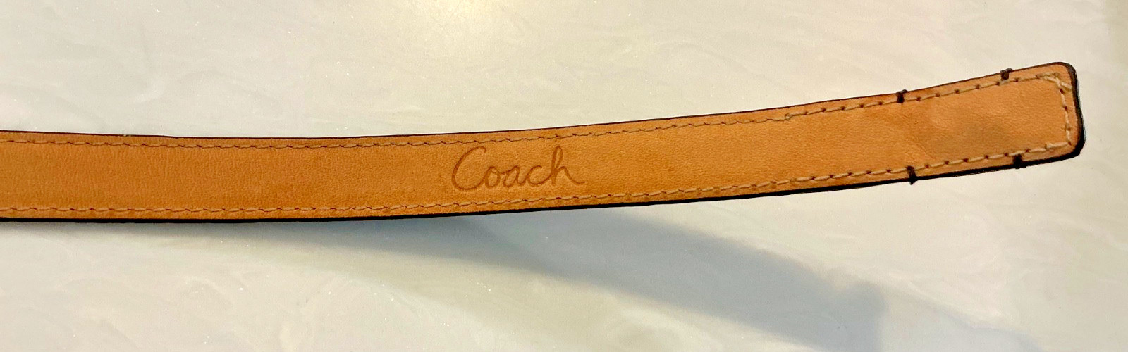 Coach Leather Double Wrap Bracelet w/ Gold-tone Turn-lock Contrast Stitching 15”