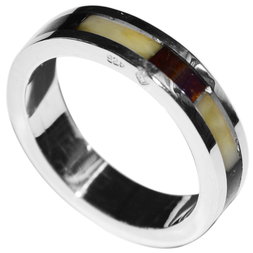 5.43g Egg Yolk Authentic Baltic Amber 925 Sterling Silver Ring N-A9366 s.5