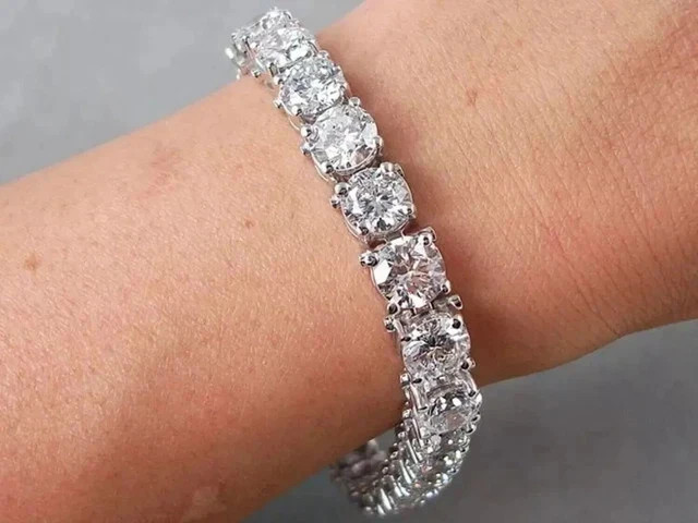 Wedding Tennis Bracelet Solid 14k White Gold Plated 6 Carat Round Cut For Women