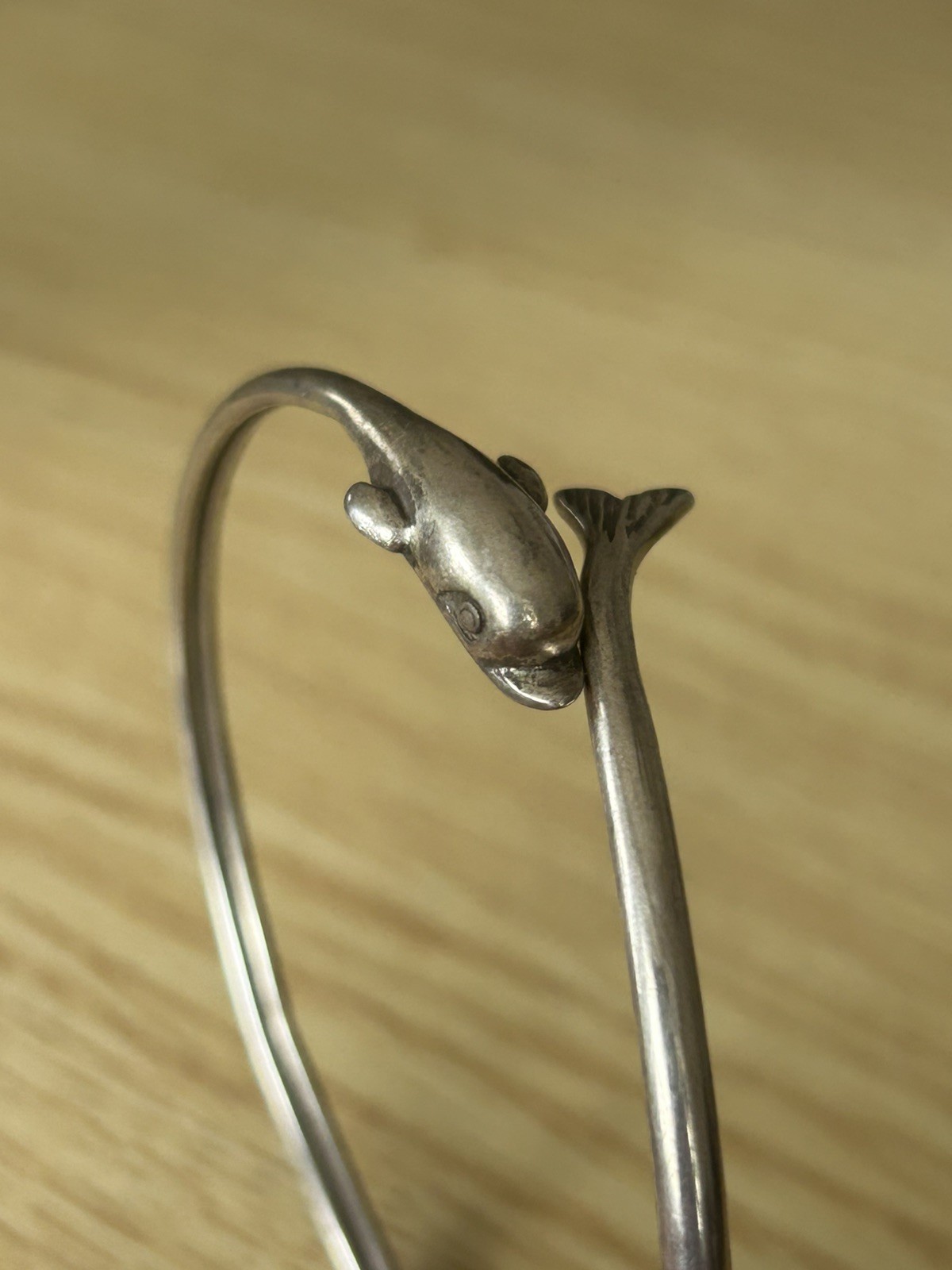 Vintage 925 Sterling Silver Dolphin Wrap Around Bypass Cuff Bracelet 9”