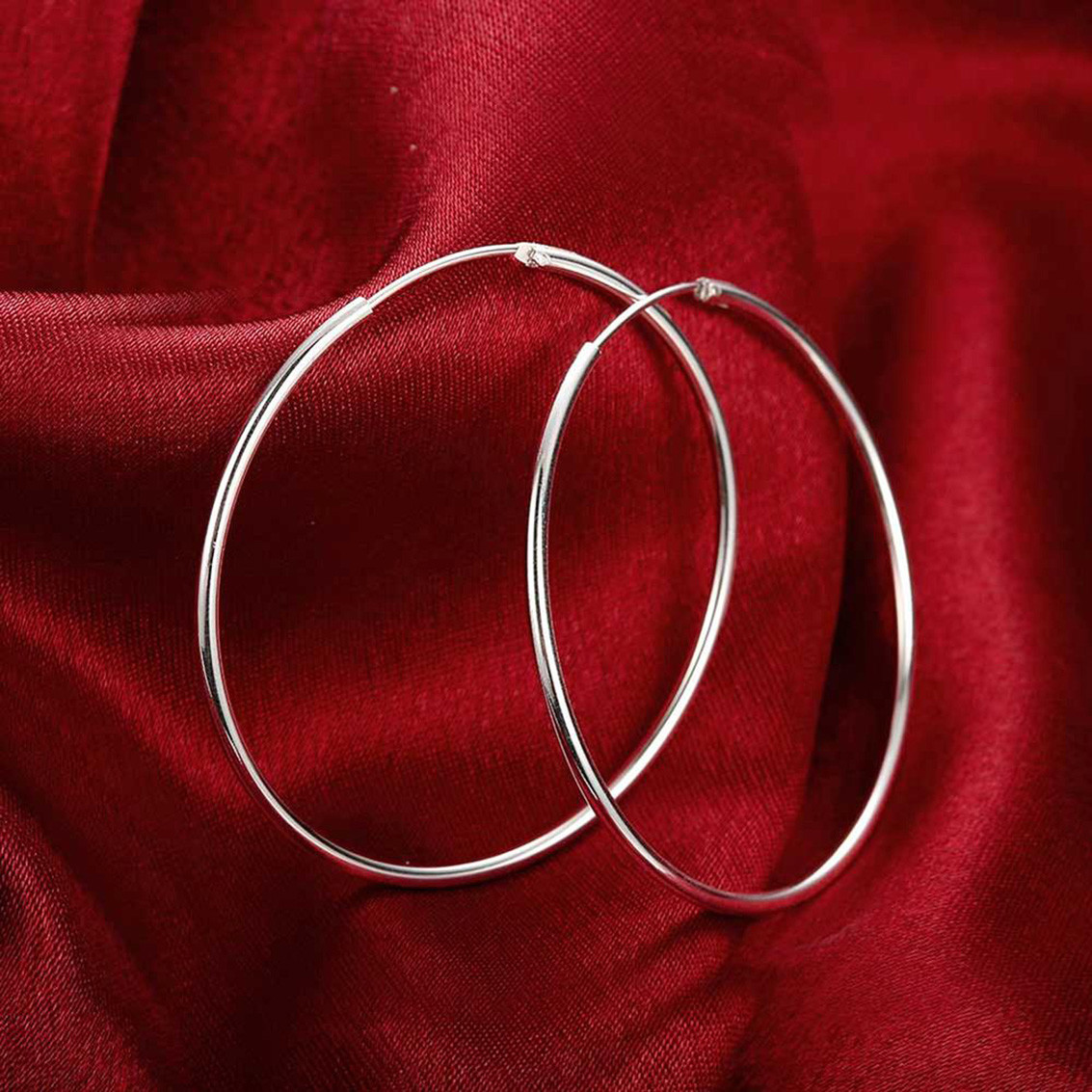 Ladies Alloy Silver Plated Dangle Hoop Earring Ear Studs Fashion Piecing Jewelry