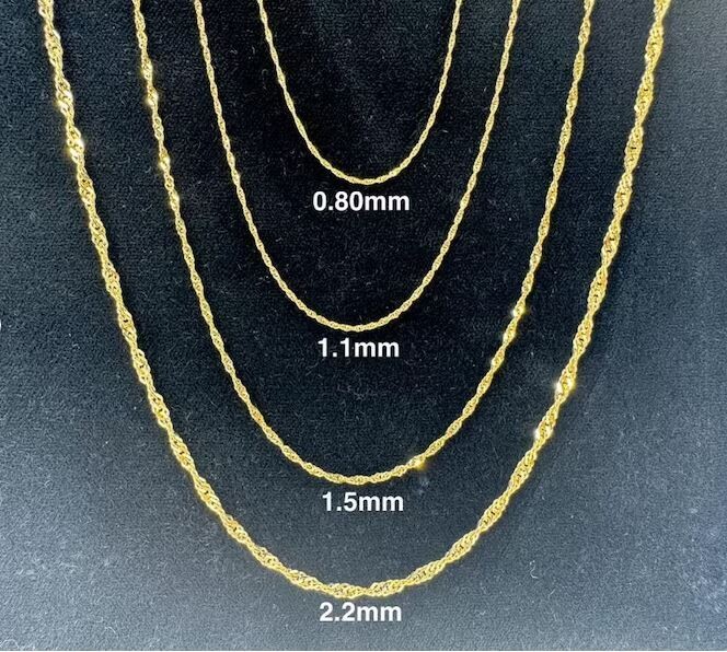 10k Yellow Gold 20″ Singapore Pendant Link Chain/Necklace 2.2mm 4.3 Grams