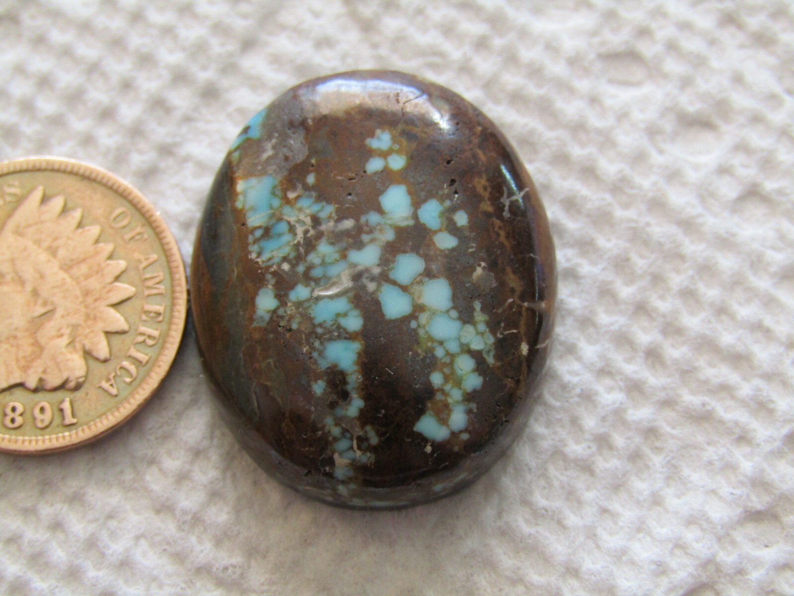 Ribbon Boulder Turquoise Cab 31 carat Blue Green Cabochon