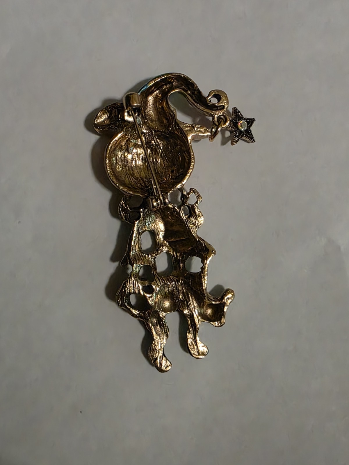 Halloween Pumpkin Head Figural Brooch Pin Enamel Clear Rhinestones 2.5 in