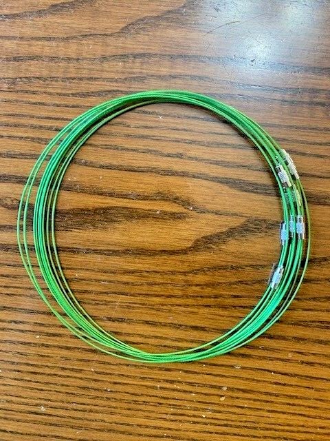 10 pcs Green Memory Wire Choker Coated Necklaces with Silver Screw Clasps – 18″