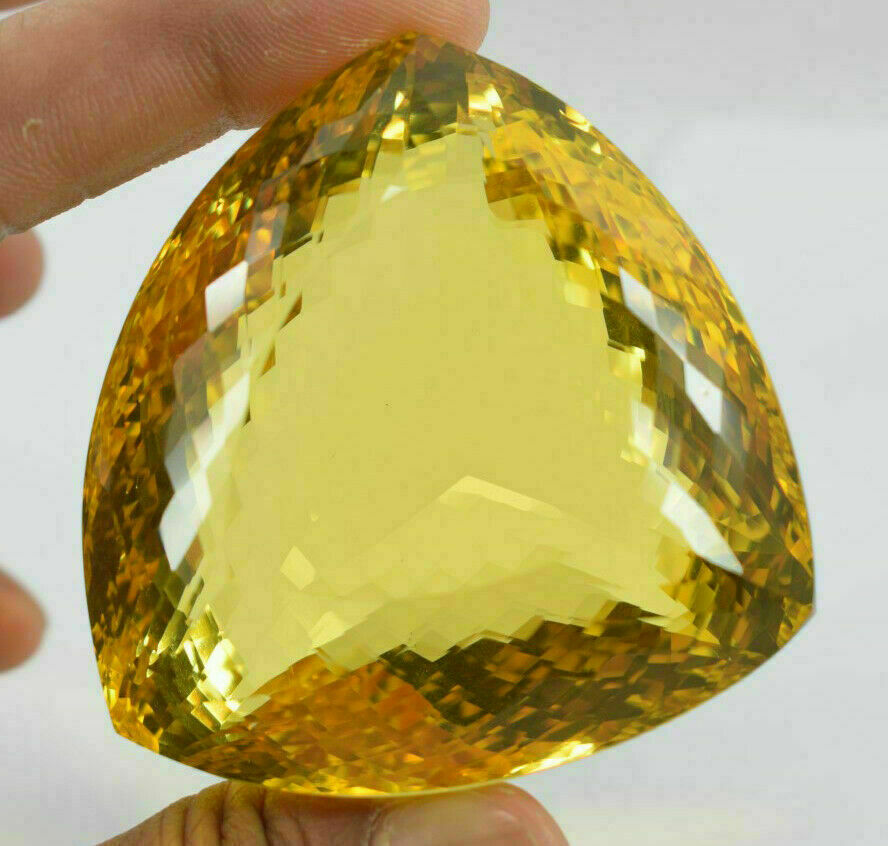 891Carat Brazilian Trillion Cut Yellow Citrine Natural Gemstone Exclusive Piece