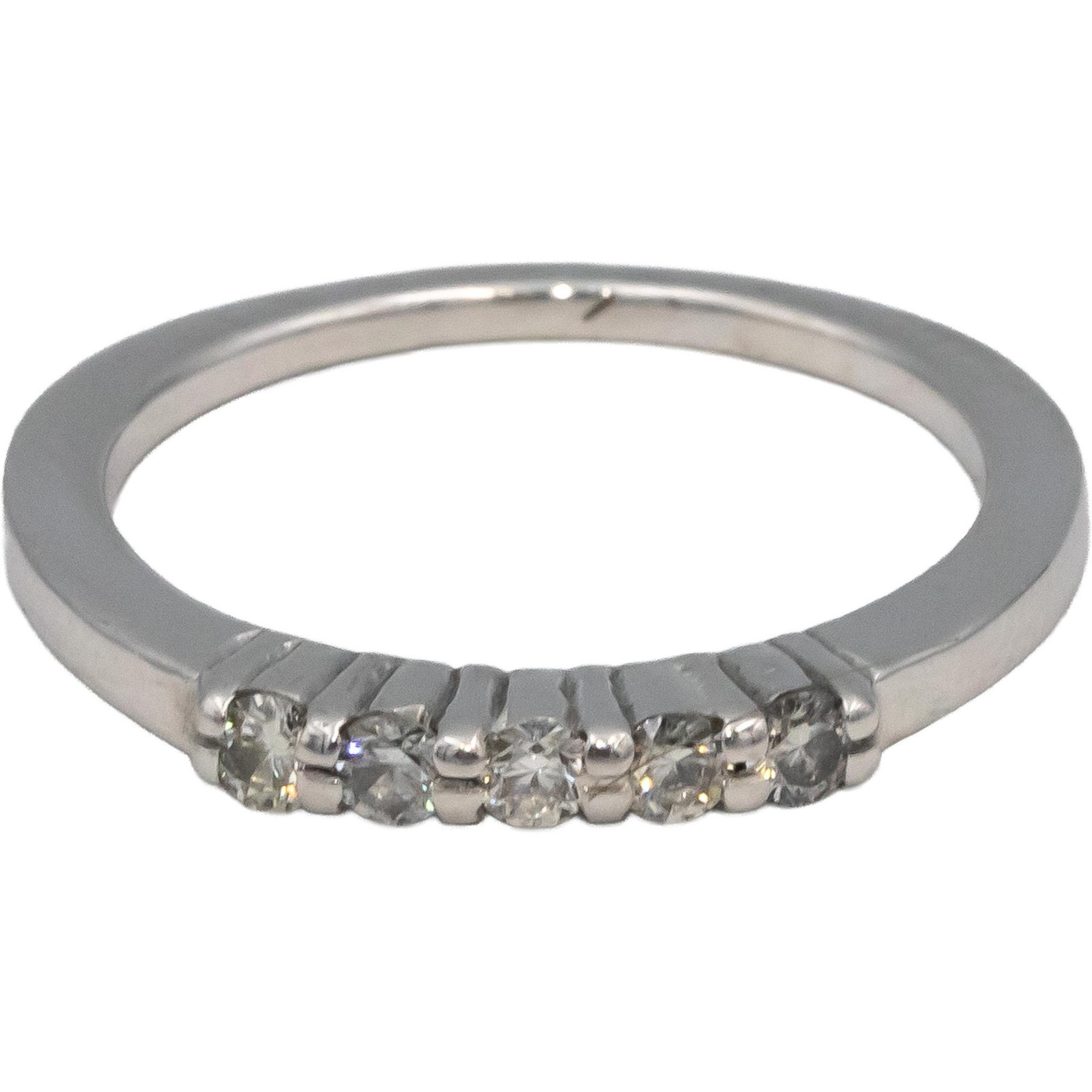 10k White Gold Round Diamond Five Stone Band Ring 0.27CT Size 6.5