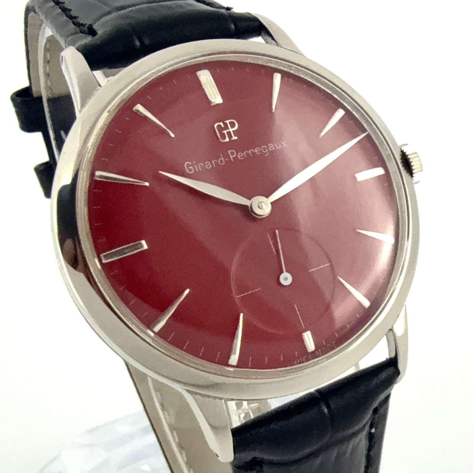 SWISS OVERSEIZED GIRARD PERREGAUX NICE BURGUNDY DIAL MANUAL WIND SWISS WATCH
