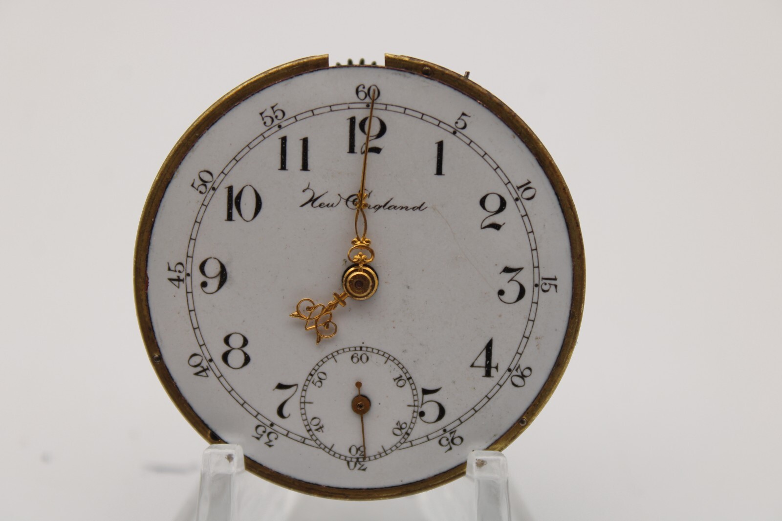 1898-1914 NEW ENGLAND POCKET WATCH MOVEMENT 268598 USA 41.7mm (DS2)