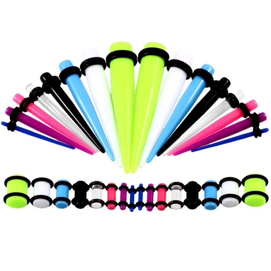 36 pcs Ear Stretching Kit 14G-00G Taper Ear Gauges Plugs Tunnels Expander Set