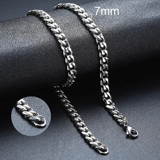 Cuban Chain Necklace for Men Women, Stainless Steel Necklace, Fashion Jewelry
