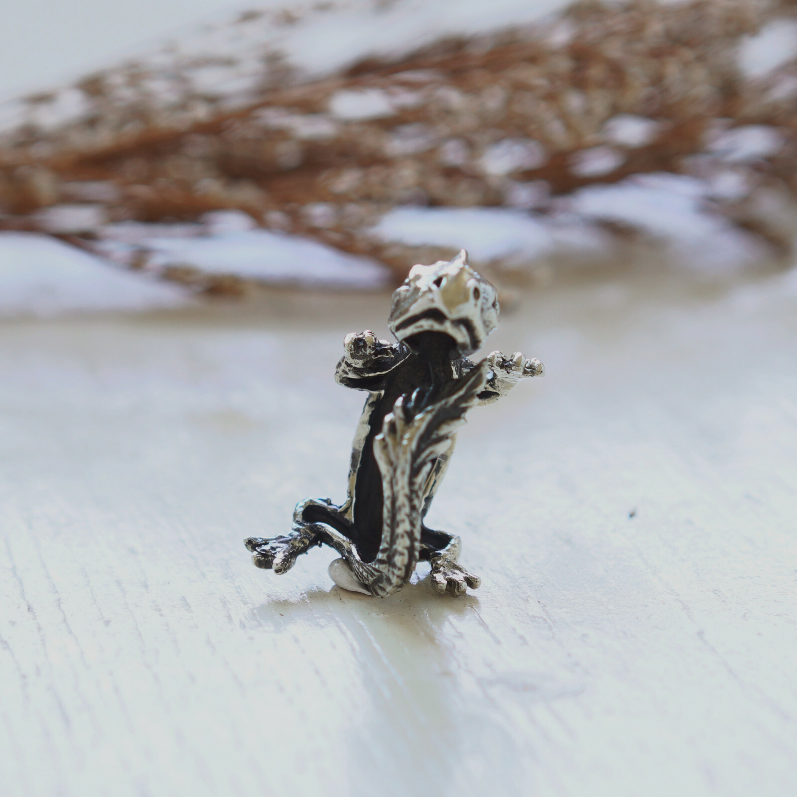 Gecko Chameleon sterling silver ring animal woman Jewelry Boho lizard bugbear