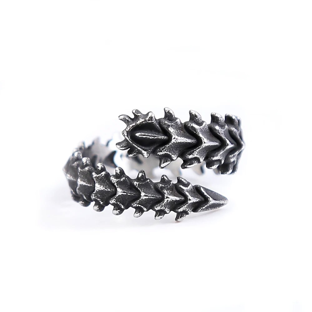Gothic Dragon Bone Rings for Men Women Punk Stainless Steel Biker Ring Size 7-13