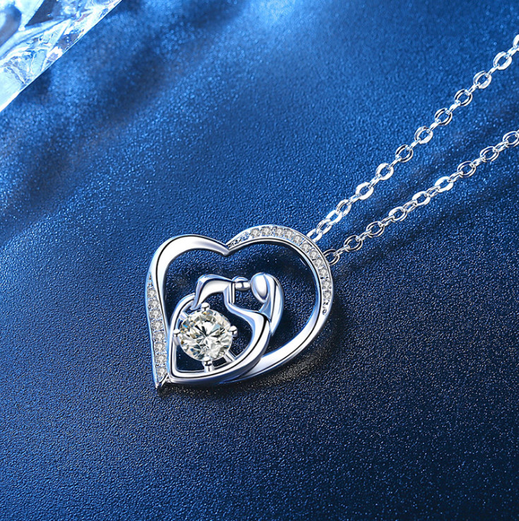 Mother and Child Necklace Mom Daughter Son Infinity Heart Love Pendant CZ Box S2