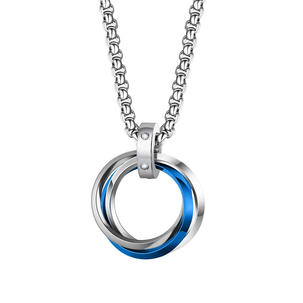 Necklace For Men Hip-hop Three-ring Titanium Steel Does Not Fade Simple Refined