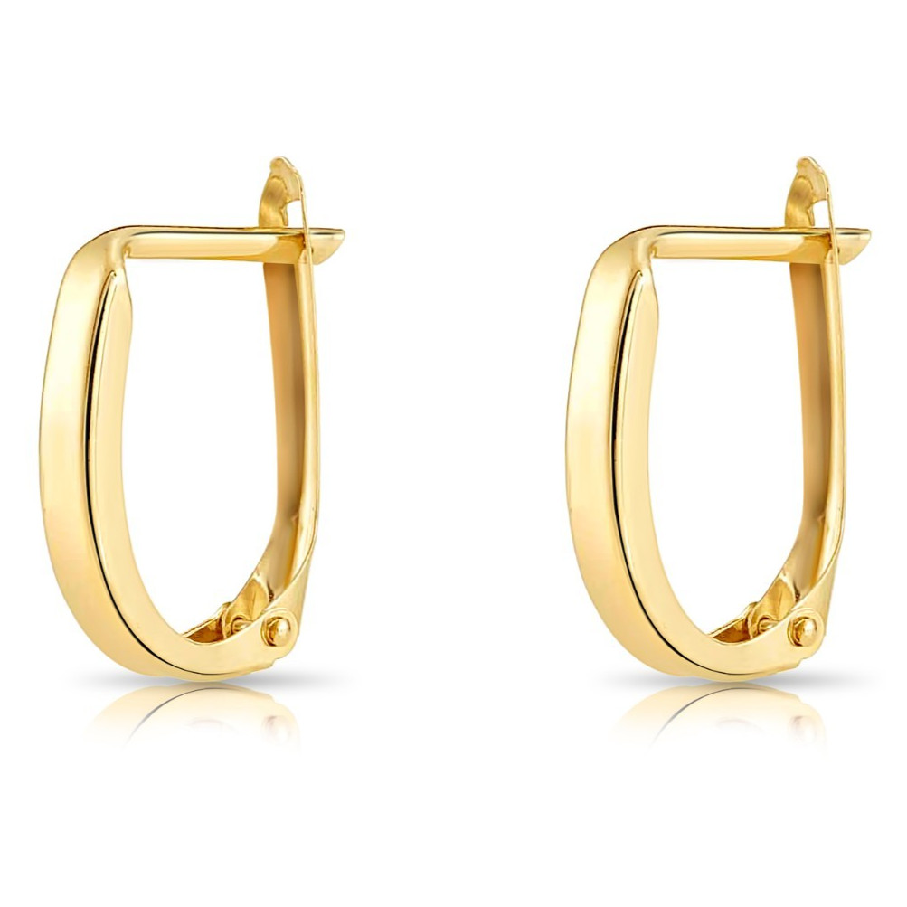 10K Real Solid Gold Shiny Mini U Oval Huggie Hoops Minimalist Dainty Earrings